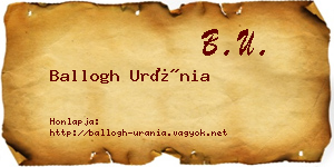 Ballogh Uránia névjegykártya